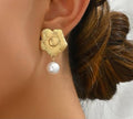 Classic Floral Pearl Drop Earrings
