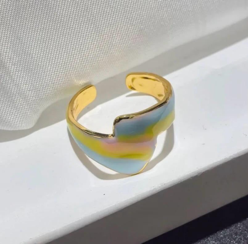 Blue & yellow Swirl ring