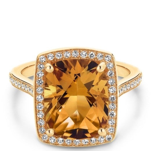 Cushion - cut yellow topaz ring
