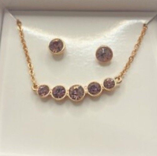 Purple gemstone cluster necklace set