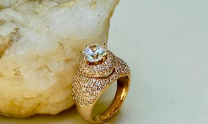 Multi - Row Diamond look ring