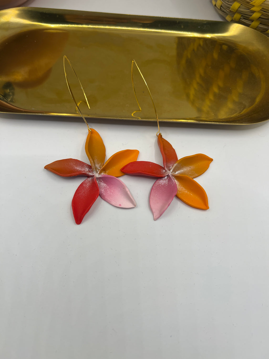 Coloured flower clay earring