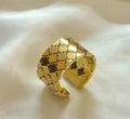 Bold wide gold band ring