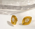Textured Geometric gold studs earrings