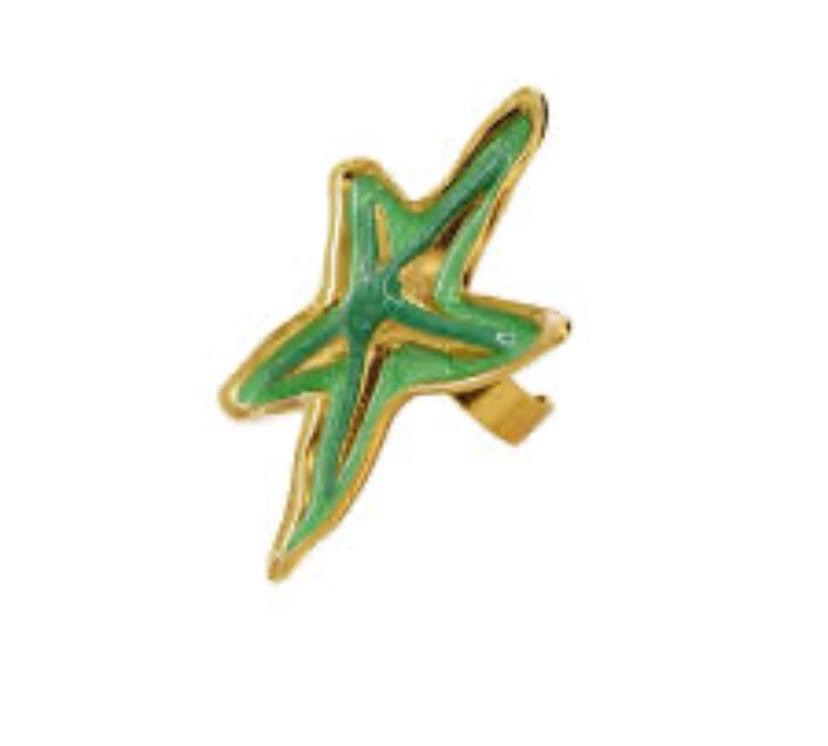 Vibrant Green Starfish ring