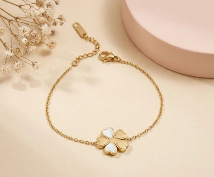 Golden leaf flower bracelet