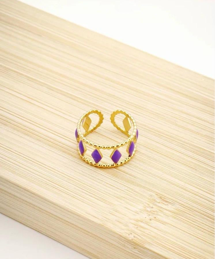Purple & Gold Geometric ring