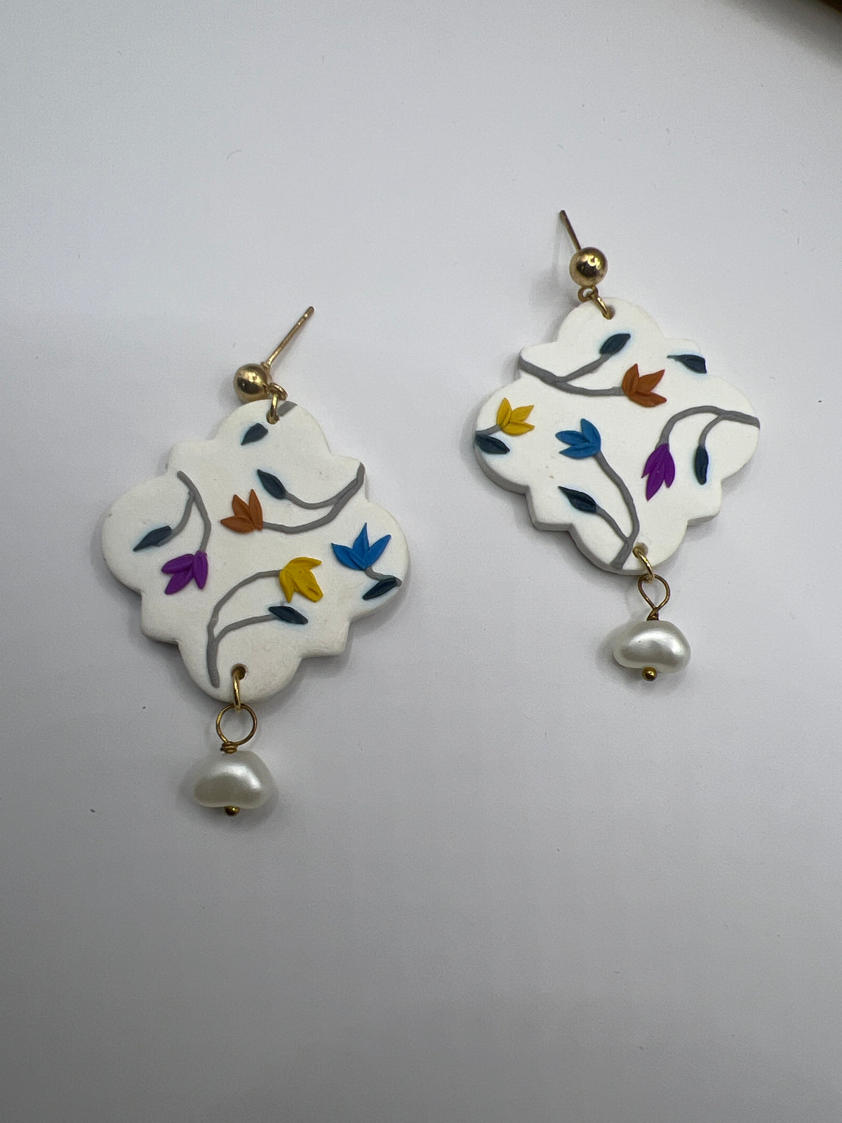 Vibrant Flower Frame Clay Earrings 🌸