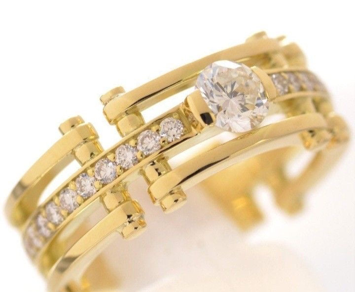 Gold layer ring with brilliant crystals