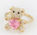 Cute teddy bear crystal ring