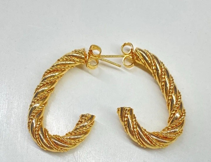 Twisted Textured C-Hoop Earrings