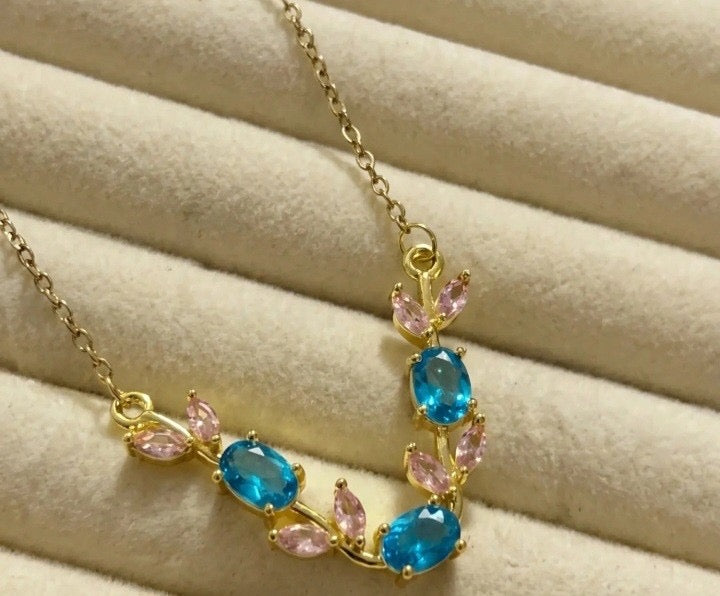Golden necklace with multi stone
