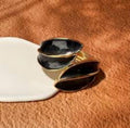 Black Enamel Leaf Abstract Ring