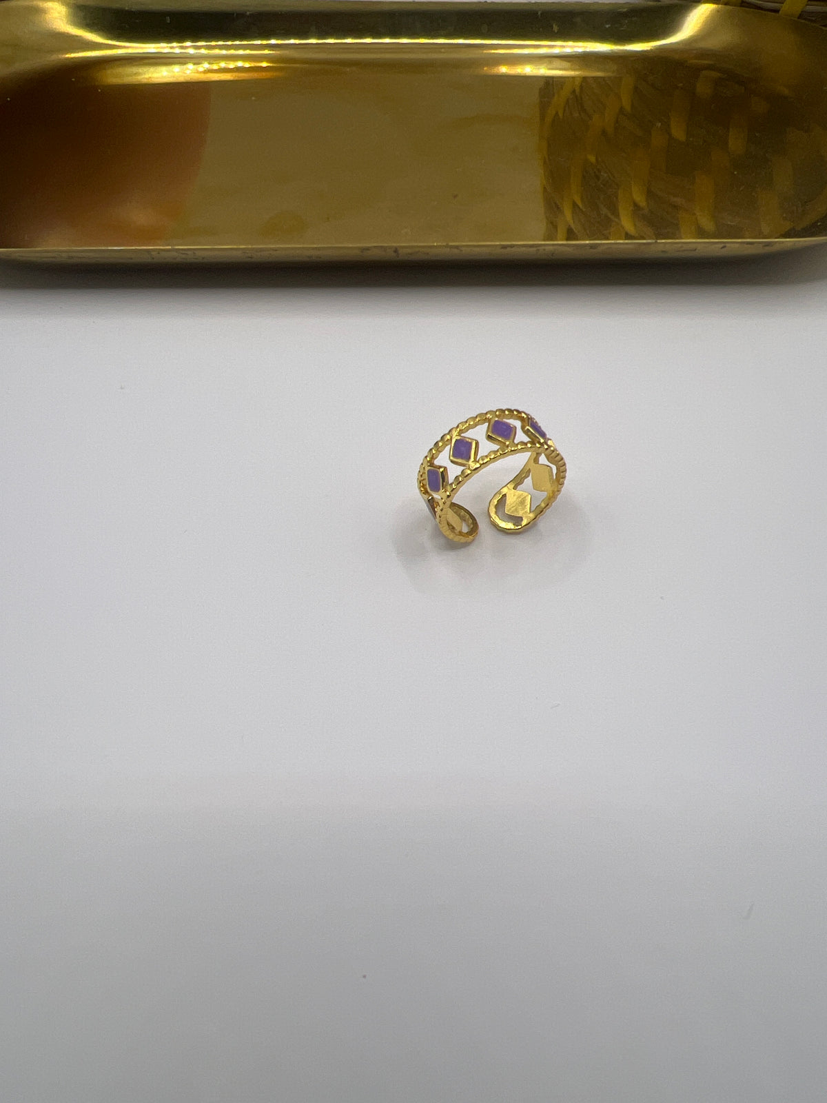 Purple & Gold Geometric ring
