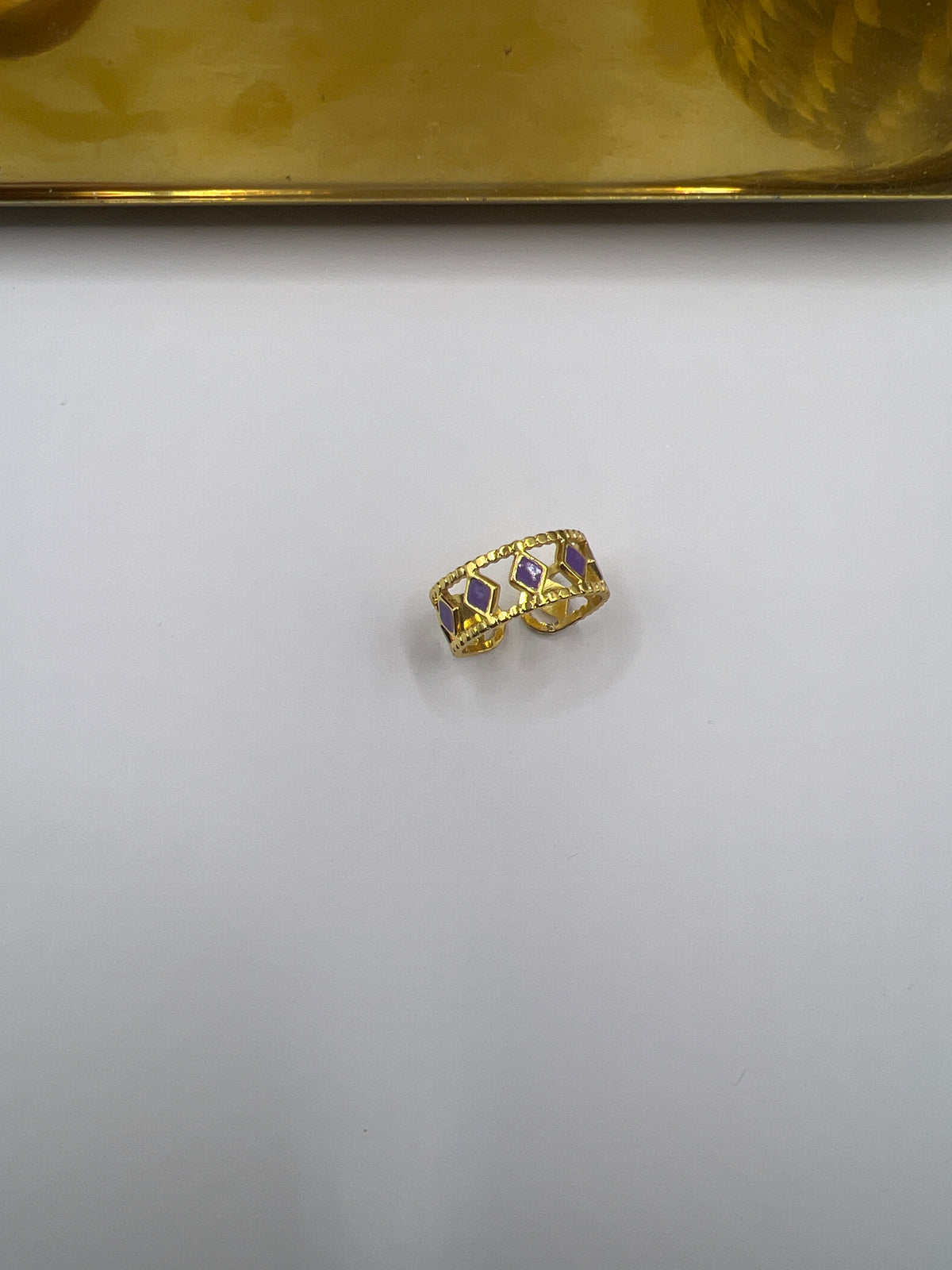 Purple & Gold Geometric ring