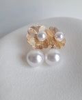 Double Tier Pearl Blossom Studs Earrings