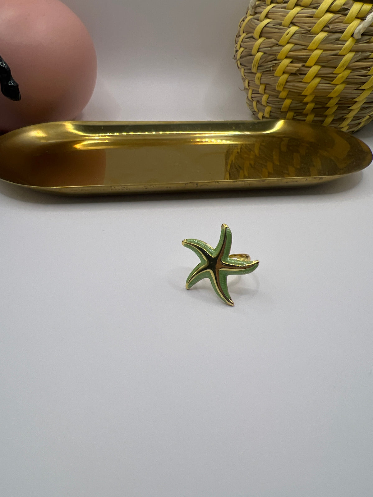 Vibrant Green Starfish ring