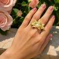 golden pearl ring adjustable