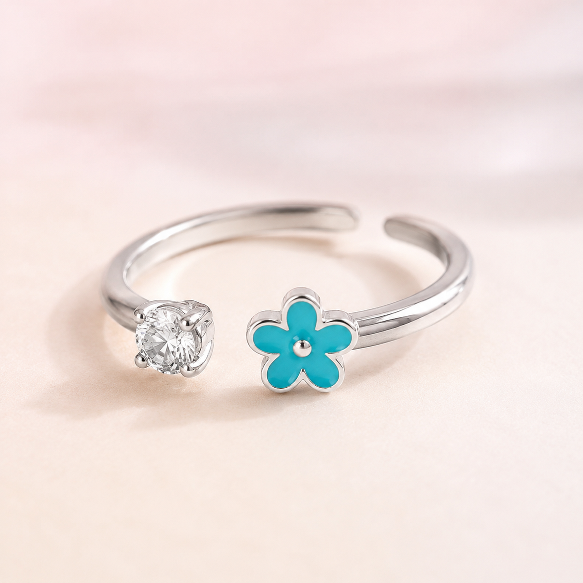 pearl flower adjustable ring