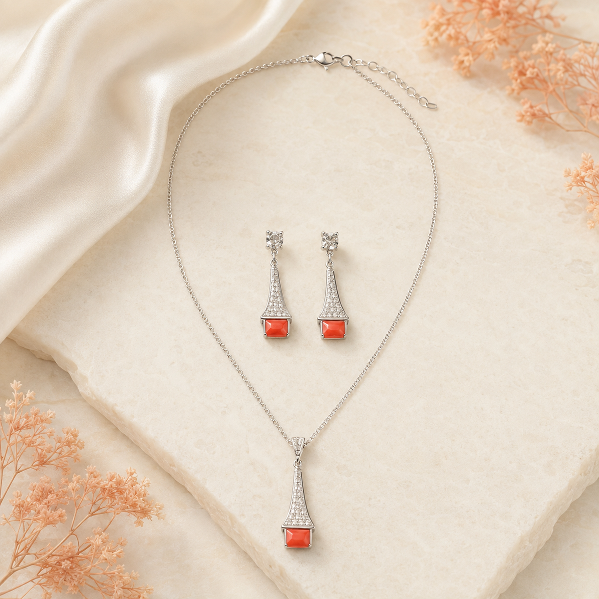 vintage orange jewellery set