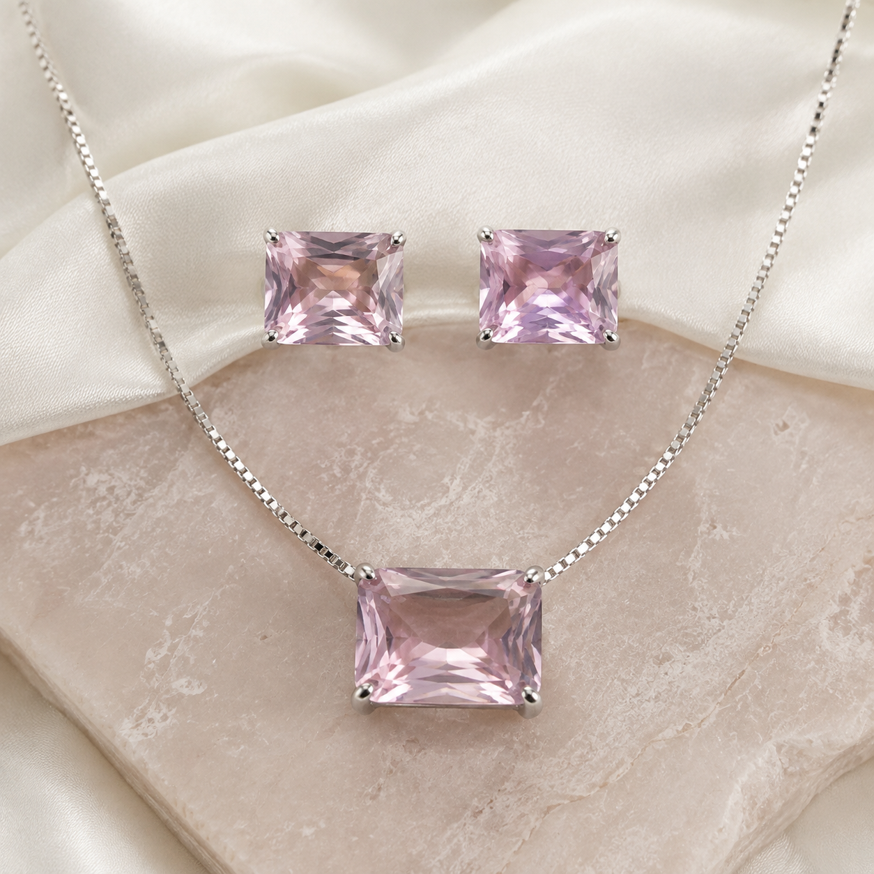 pink stone jewellery set