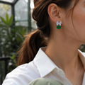 bow green stone earings