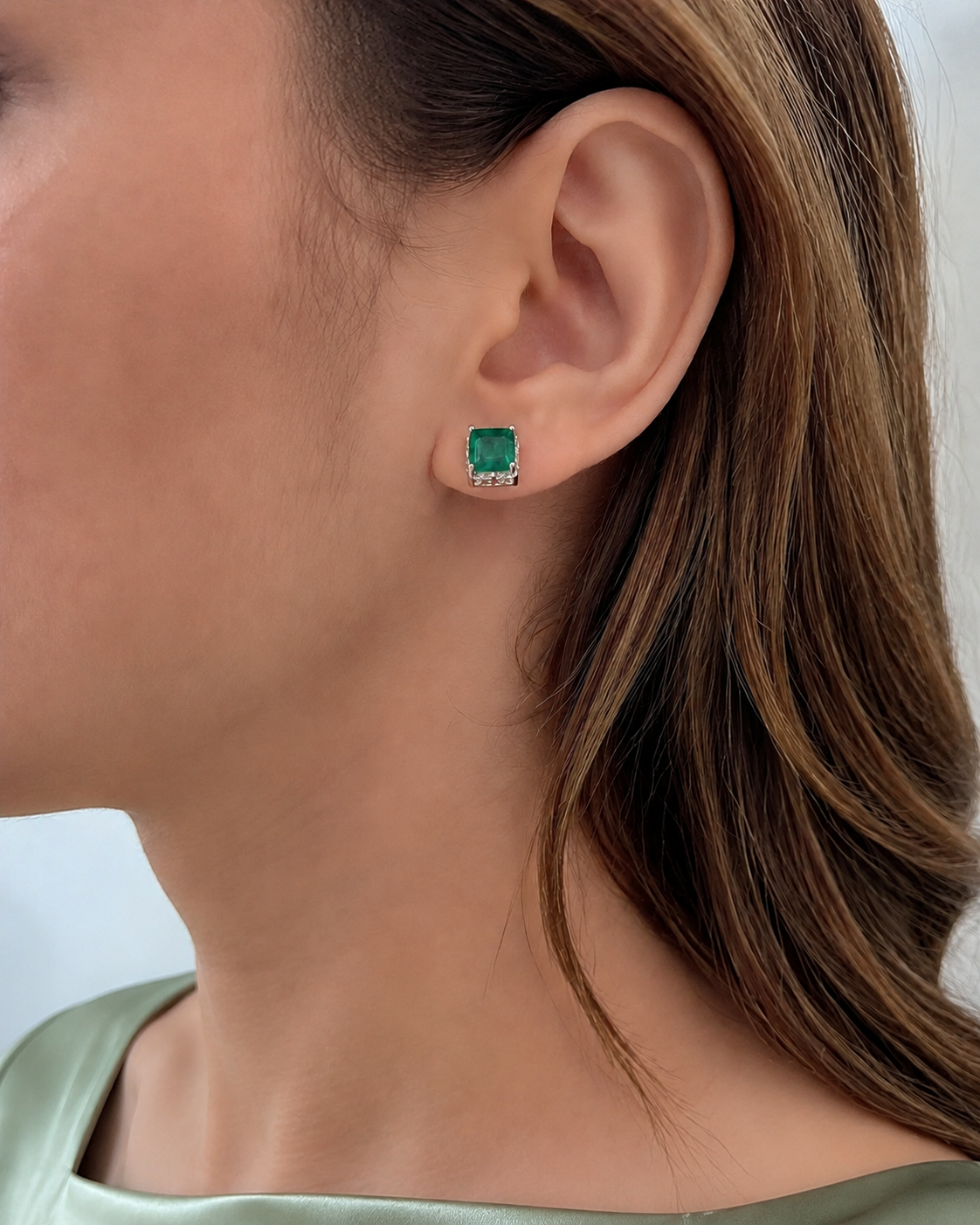 green stone earings