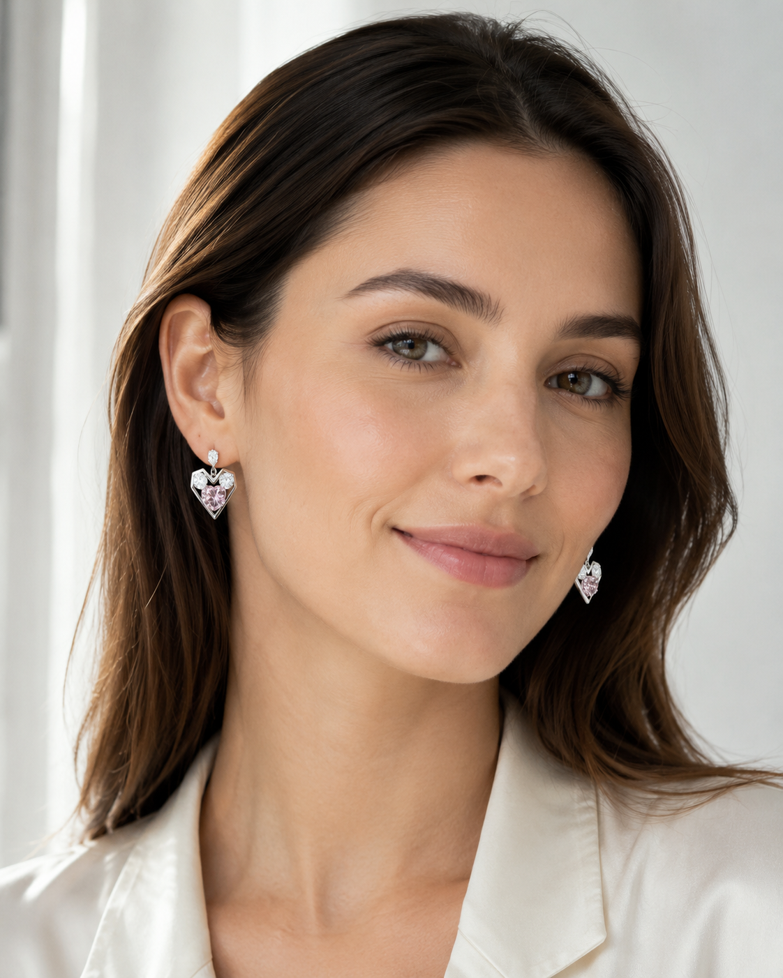 heart stone earings pink