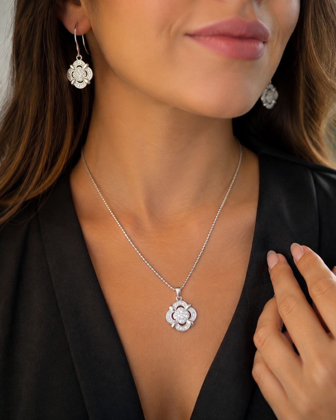 silver prepium jewellery set