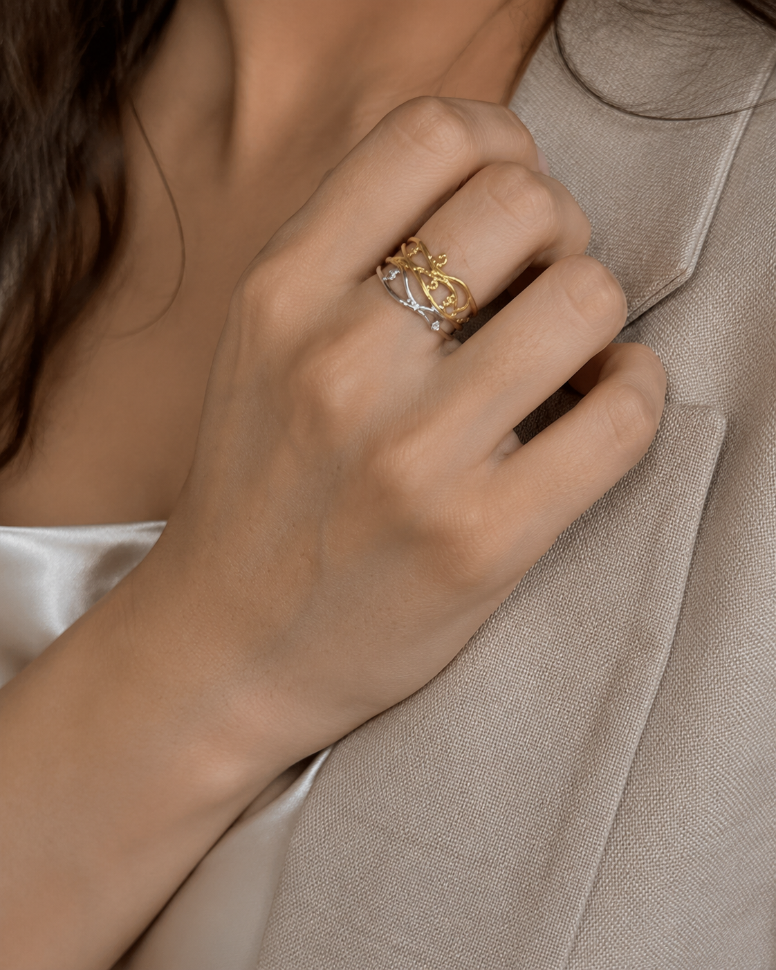 golden n silver ring