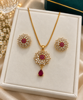 rubby golden heavy jewellery set