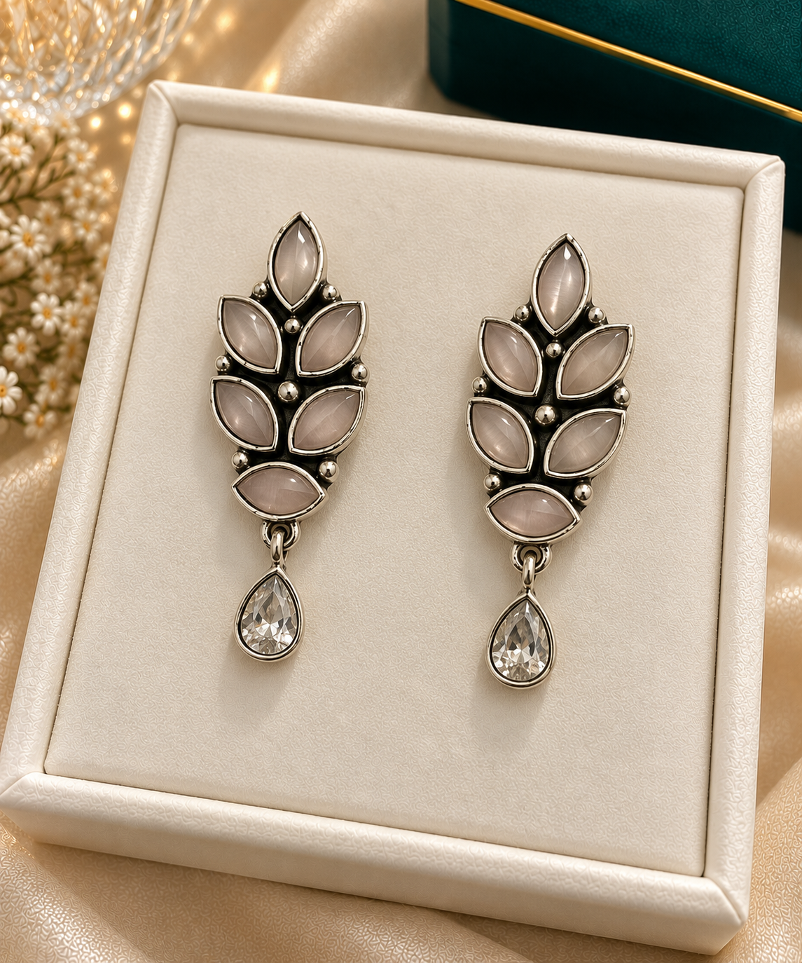 light crystal pink earings