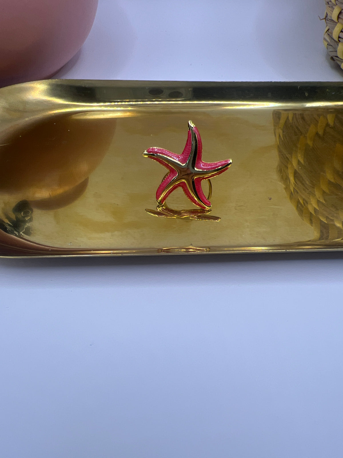 Vibrant red starfish ring single