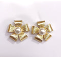 Luxury textured Floral Cluster studs earrings with pearl