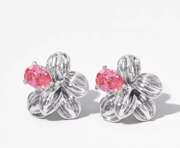 Crystal Flower stud Earrings