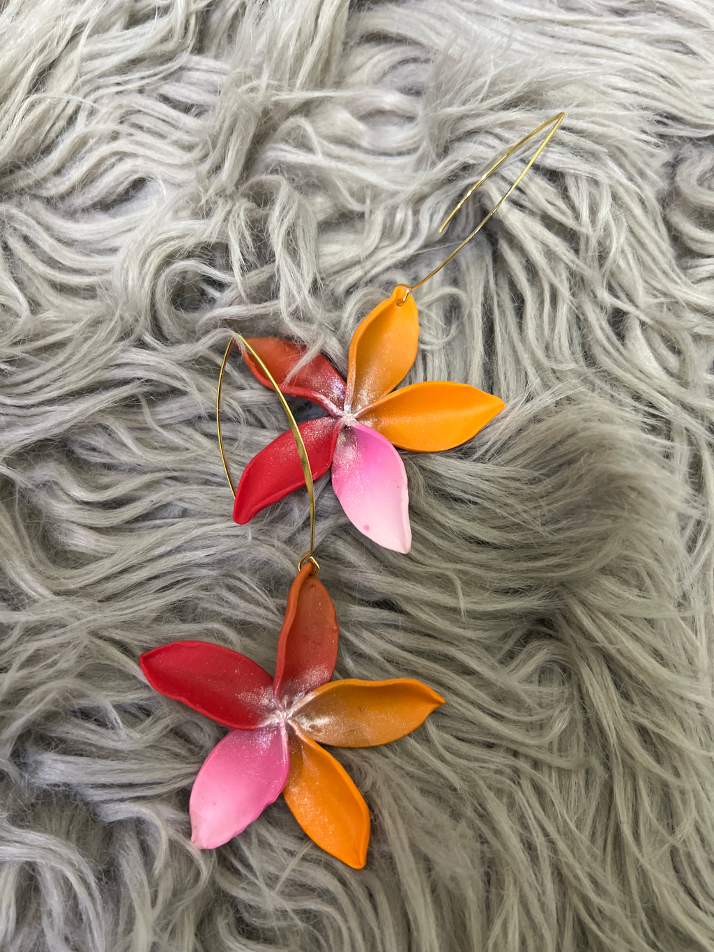 Coloured flower clay earring