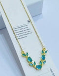 Leaf motif green gemstone necklace