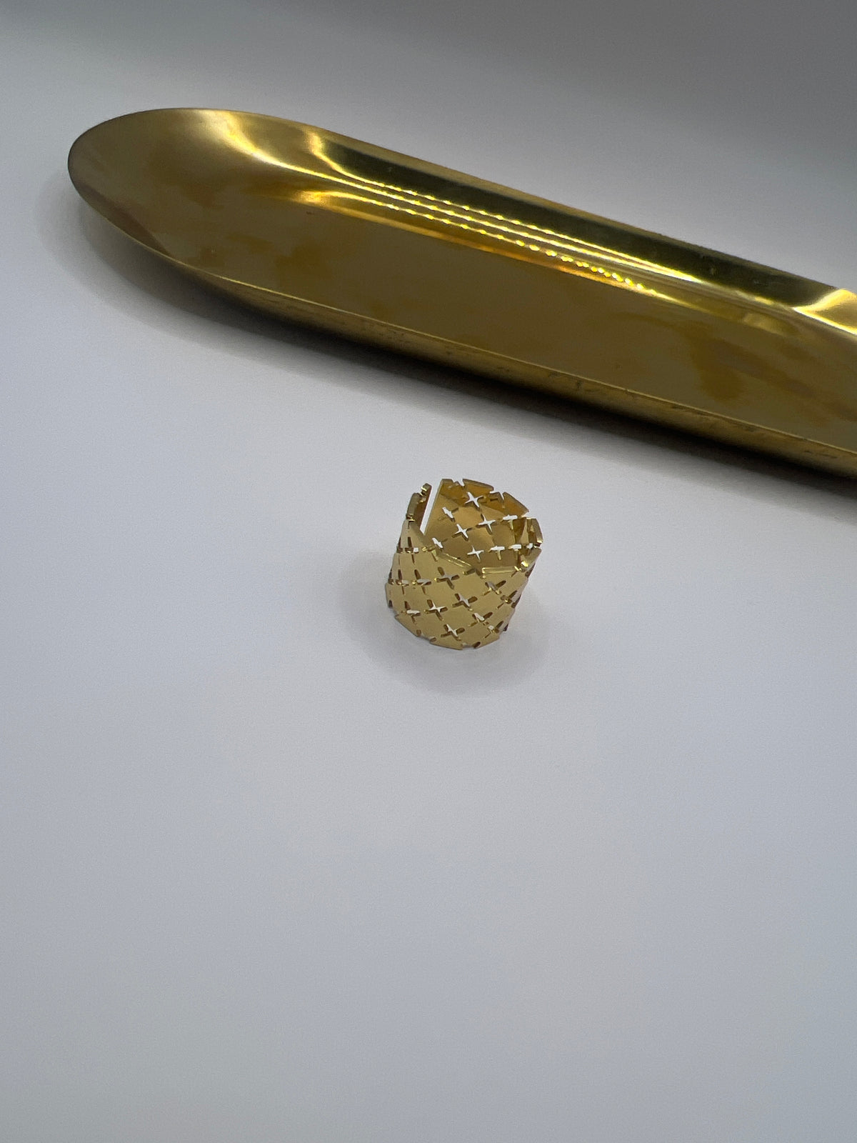 Bold wide gold band ring
