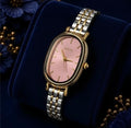 Pink watch with silver strap