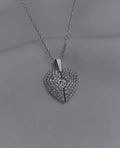 Silver stones heart openable necklace