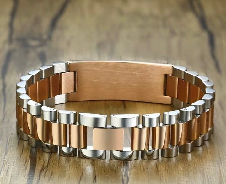 Golden n silver watch plain strap