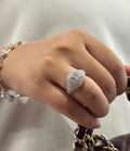 Diamond stone silver ring