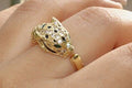 Golden snake stone ring
