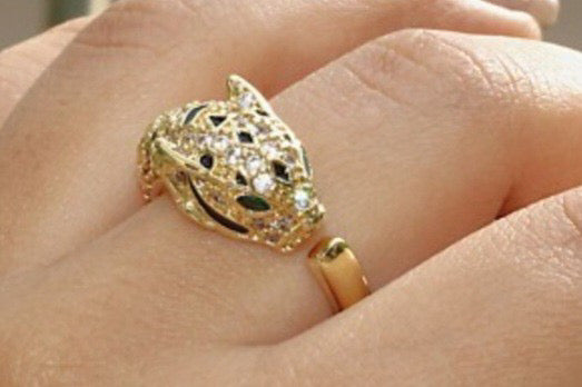 Golden snake stone ring
