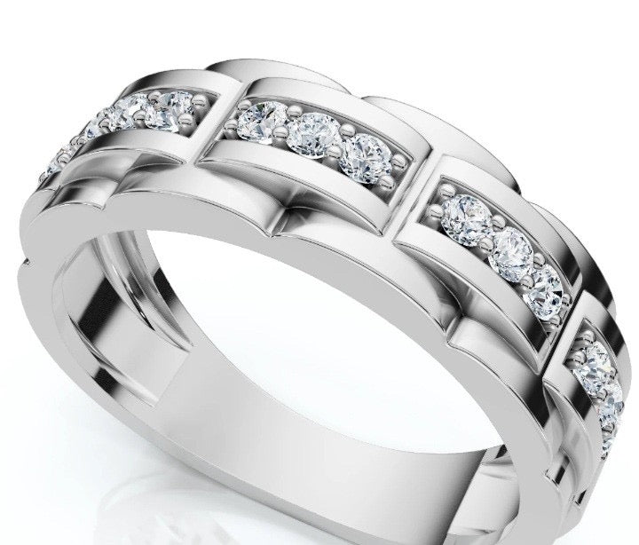 Silver stone glass ring