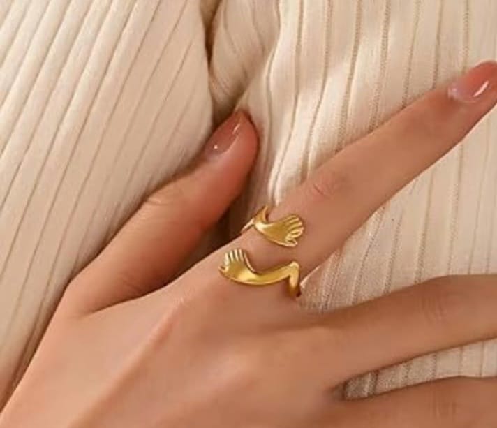 golden hand ring