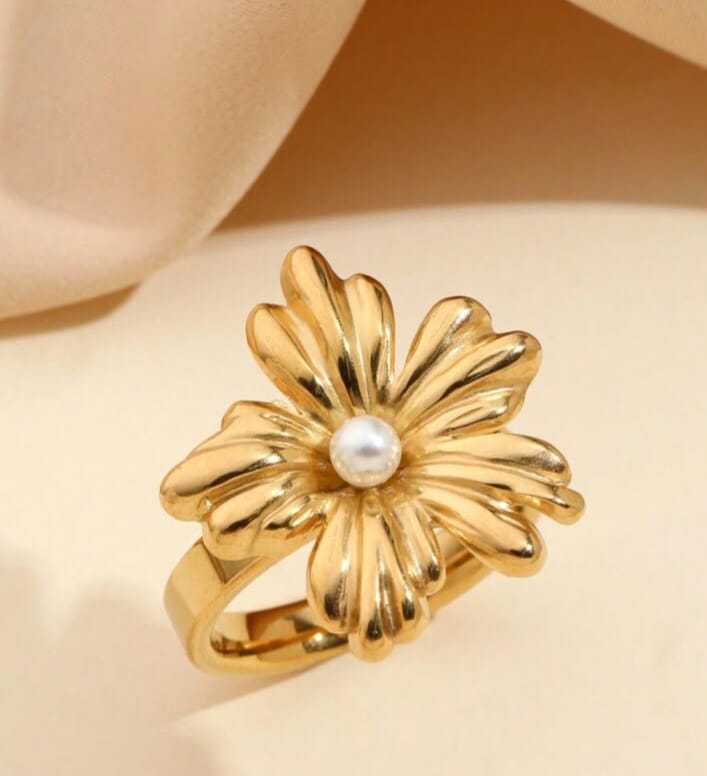 flower pearl ring