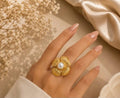ball pearl flower ring