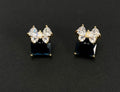 blue purple bow earings