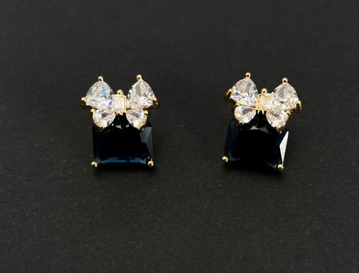 blue purple bow earings